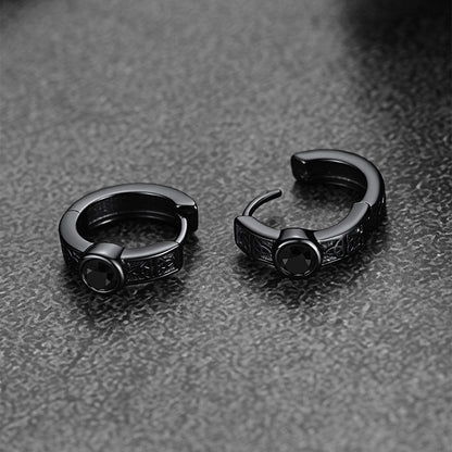 Black Onyx Celtic Knot Huggie Hoop Earrings for Men