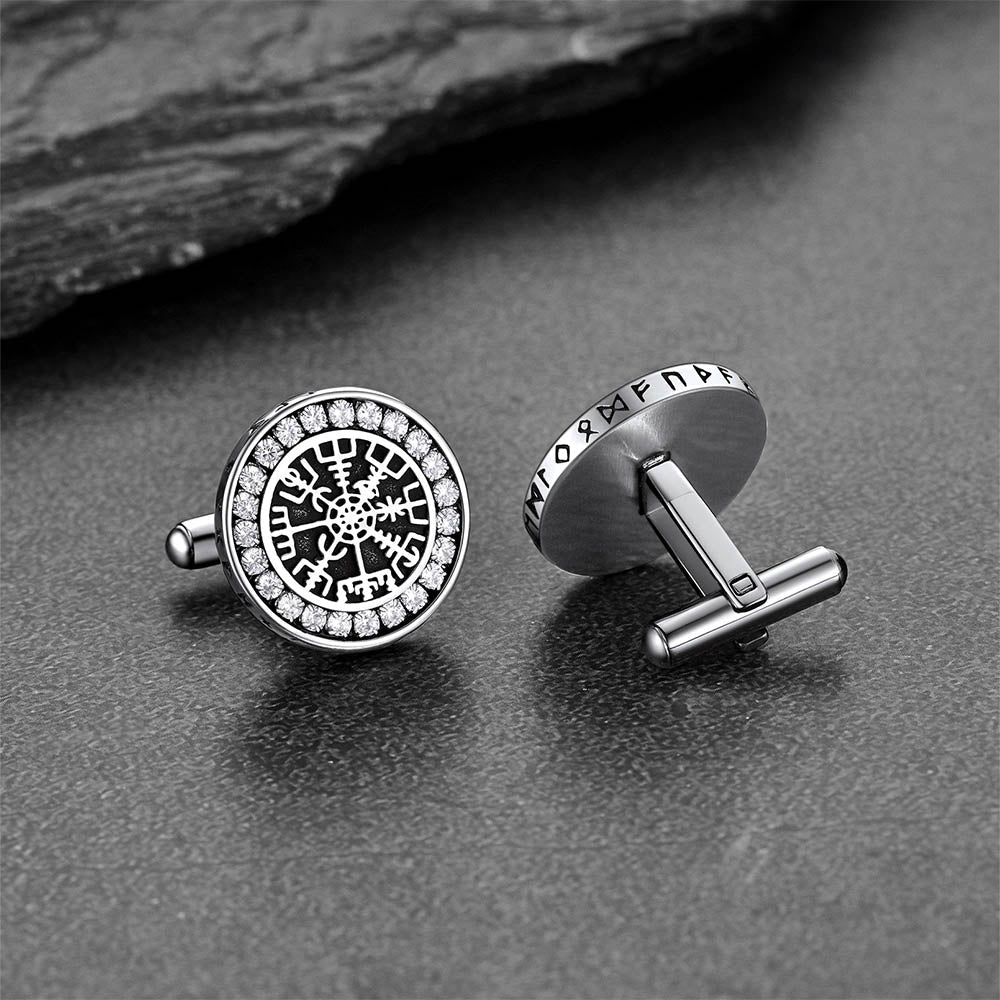 Nordic Viking Vegvisir Compass Cufflinks for Men