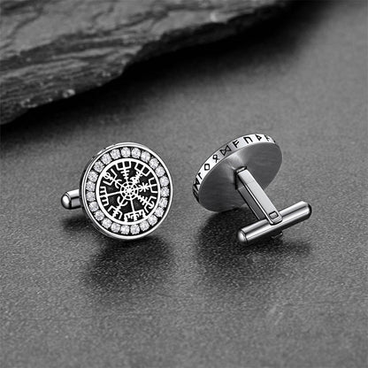 Nordic Viking Vegvisir Compass Cufflinks for Men