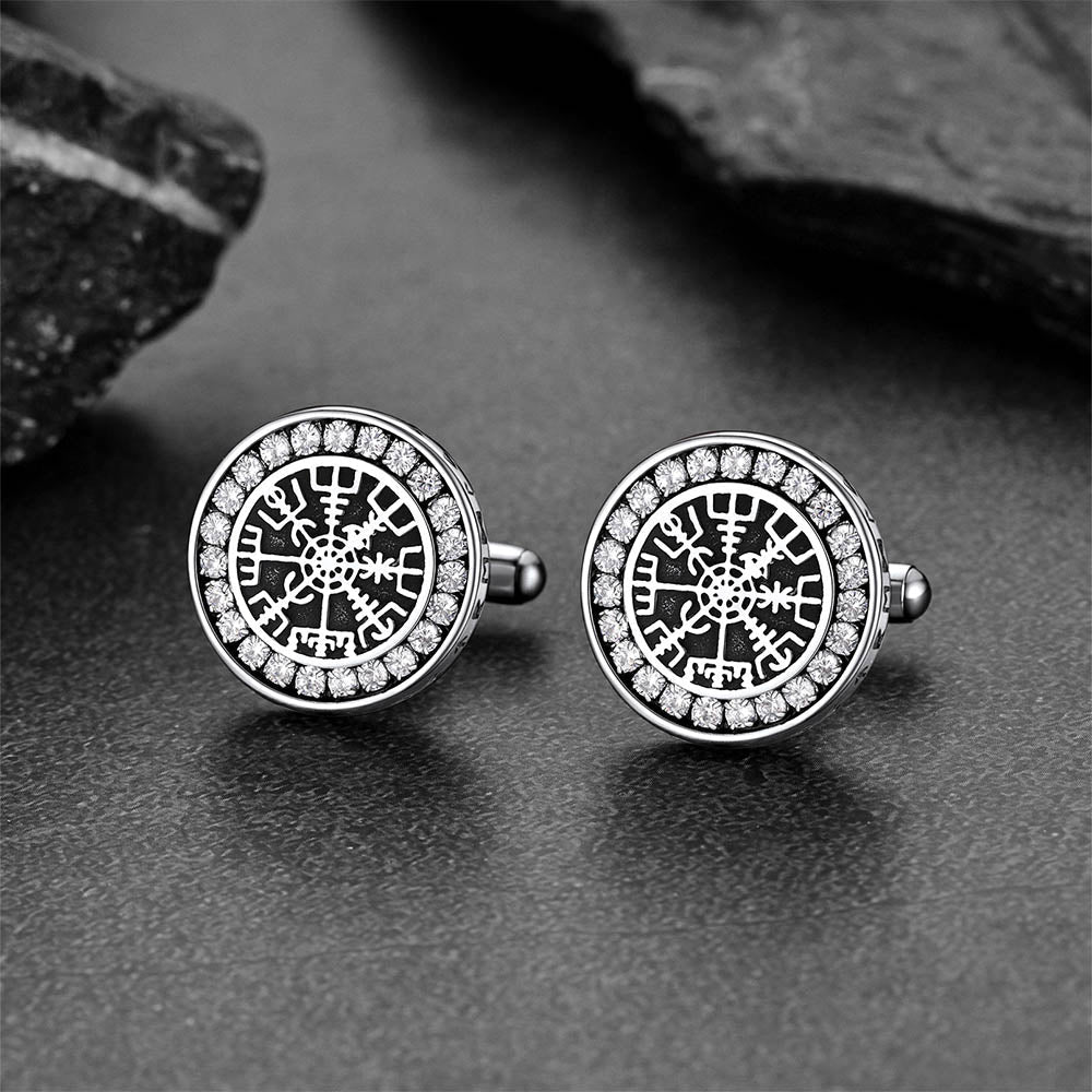 Nordic Viking Vegvisir Compass Cufflinks for Men