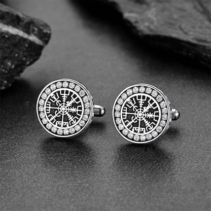 Nordic Viking Vegvisir Compass Cufflinks for Men