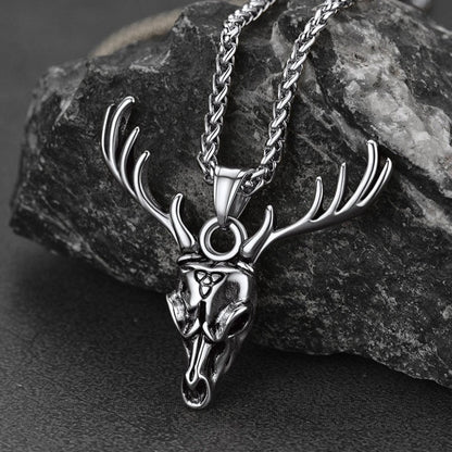 Viking Deer Necklace With Celtic Knot Christmas Gift for Men Women