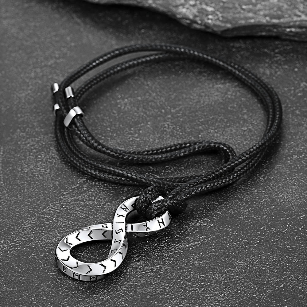Viking Mobius Infinity Necklace Adjustable Leather Chain for Men