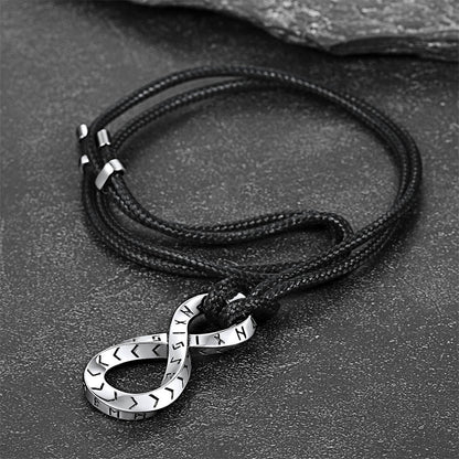 Viking Mobius Infinity Necklace Adjustable Leather Chain for Men