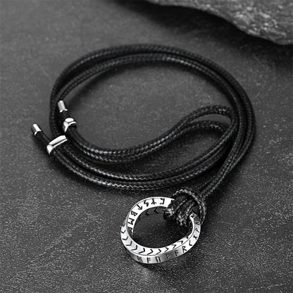 Viking Mobius Circle Leather Necklace Adjustable Leather Chain for Men
