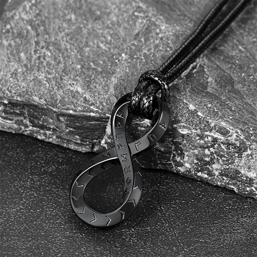 Viking Mobius Infinity Necklace Adjustable Leather Chain for Men