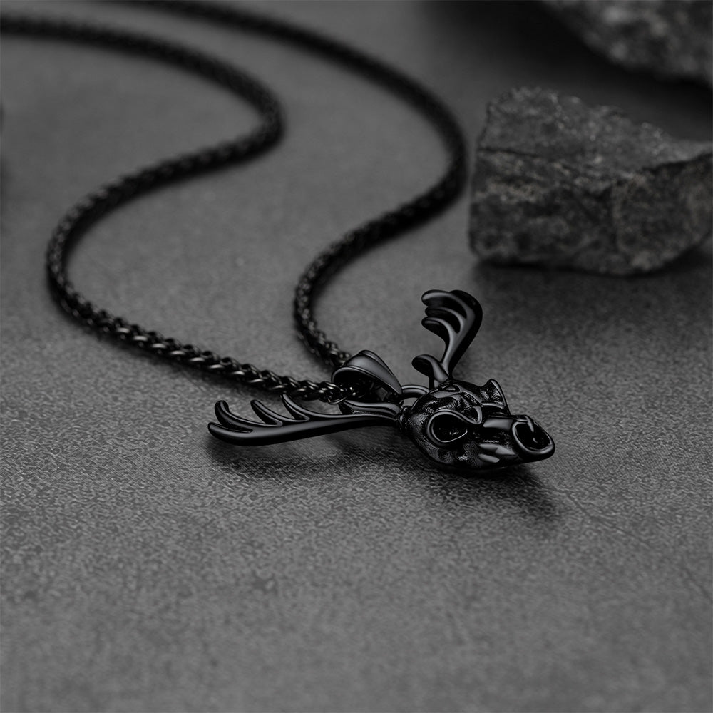 Viking Deer Necklace With Celtic Knot Christmas Gift for Men Women