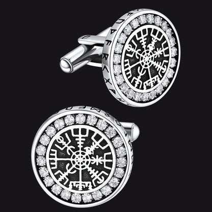Nordic Viking Vegvisir Compass Cufflinks for Men