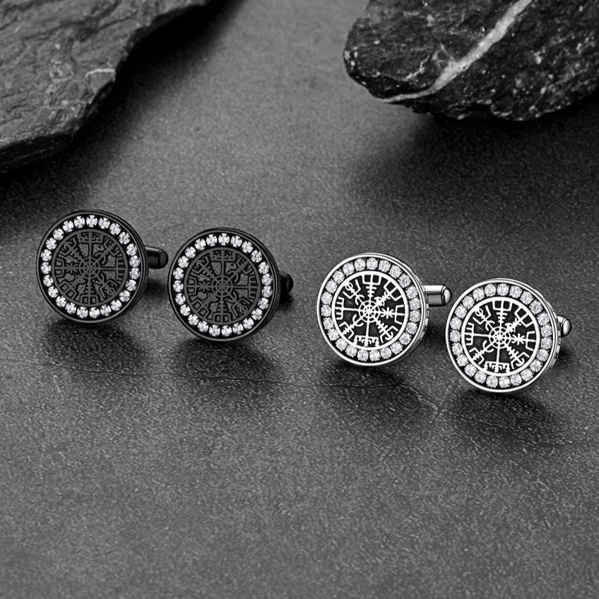 Nordic Viking Vegvisir Compass Cufflinks for Men