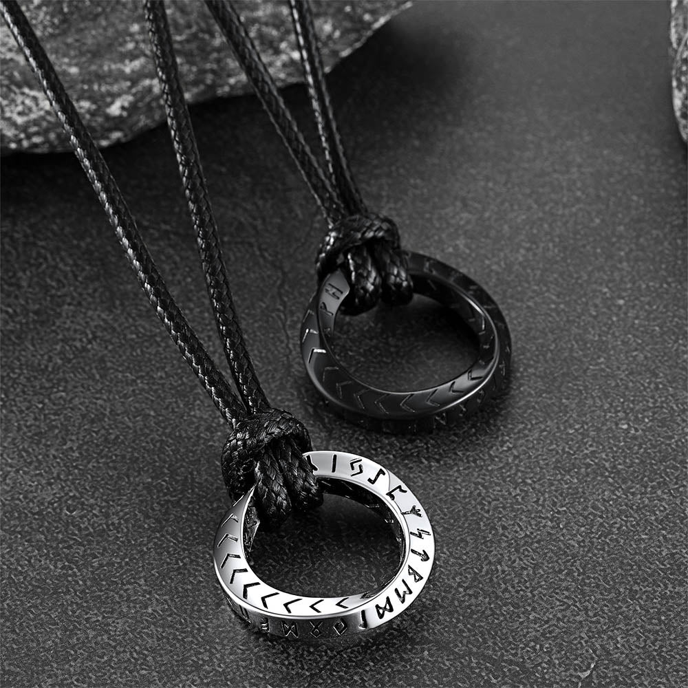Viking Mobius Circle Leather Necklace Adjustable Leather Chain for Men