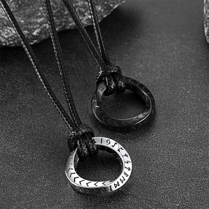 Viking Mobius Circle Leather Necklace Adjustable Leather Chain for Men