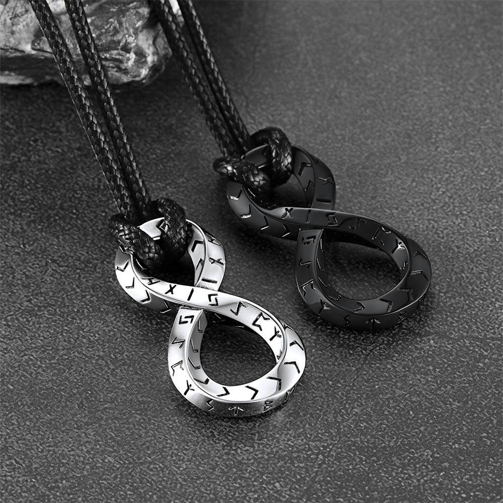 Viking Mobius Infinity Necklace Adjustable Leather Chain for Men