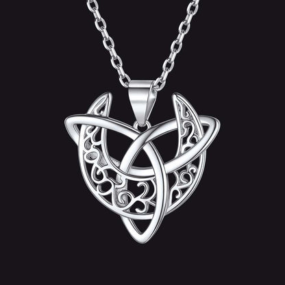 Sterling Silver Celtic Knot Crescent Moon Necklace