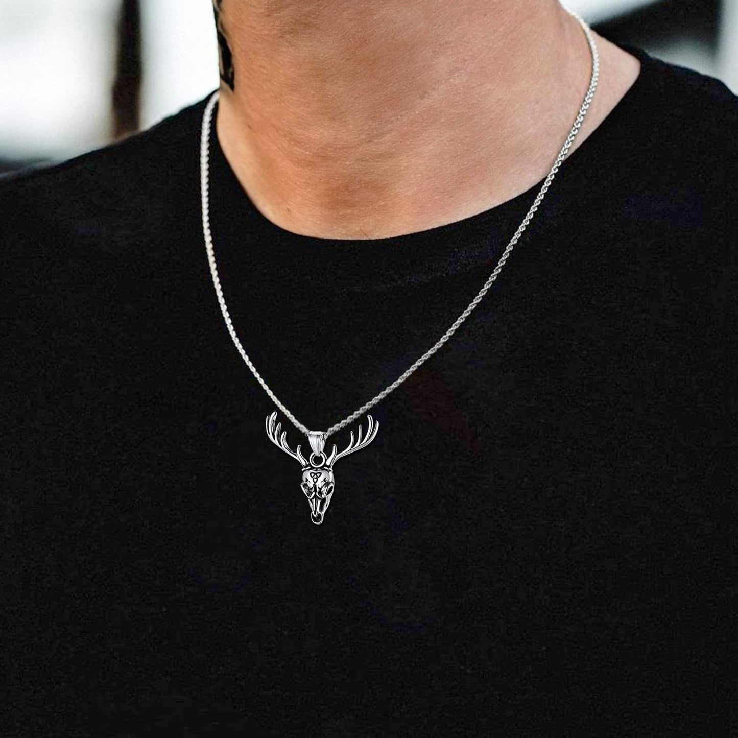 Viking Deer Necklace With Celtic Knot Christmas Gift for Men Women