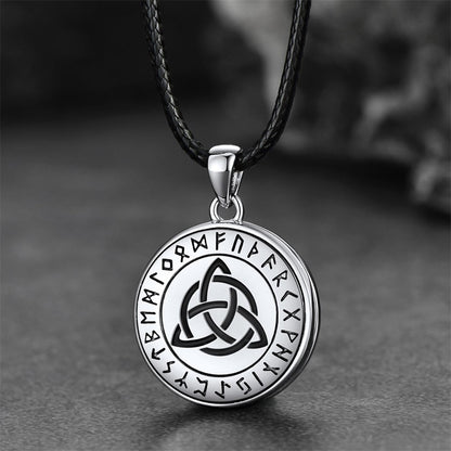 Custom Celtic Knot Photo Locket Necklace With Leather Chain for Men