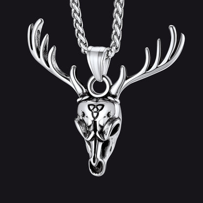 Viking Deer Necklace With Celtic Knot Christmas Gift for Men Women
