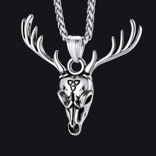 Viking Deer Necklace With Celtic Knot Christmas Gift for Men Women