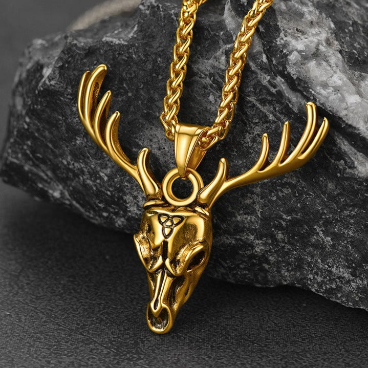 Viking Deer Necklace With Celtic Knot Christmas Gift for Men Women
