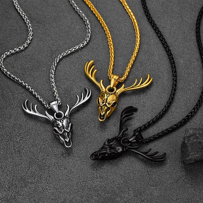 Viking Deer Necklace With Celtic Knot Christmas Gift for Men Women