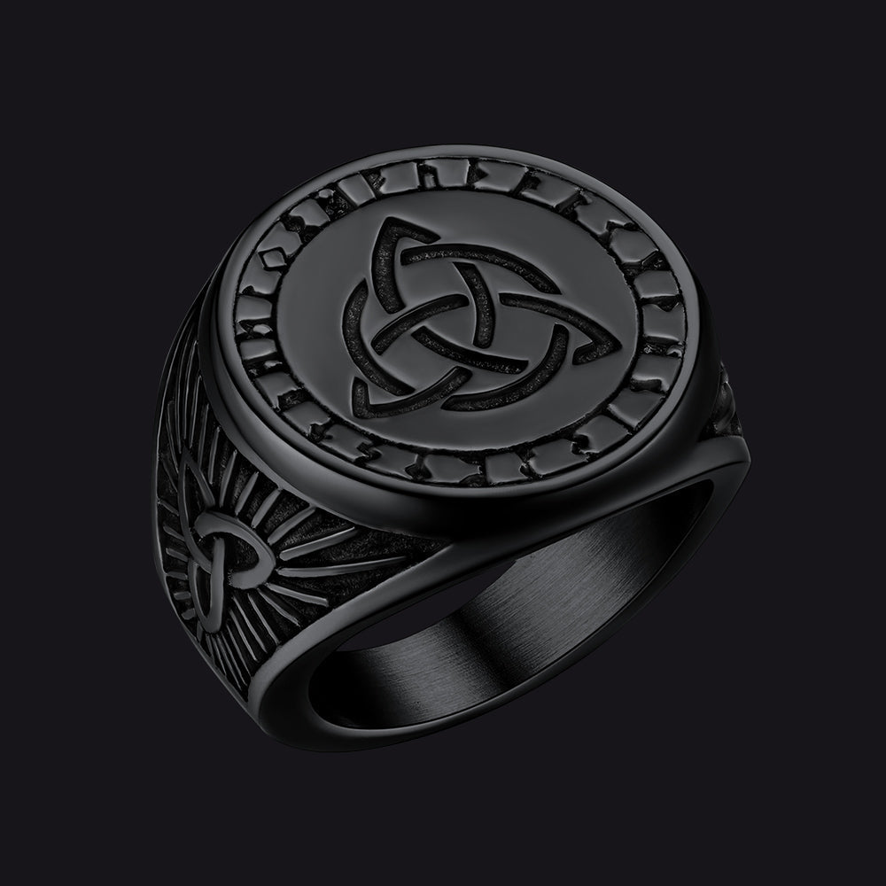 Viking Celtic Knot Signet Ring for Men