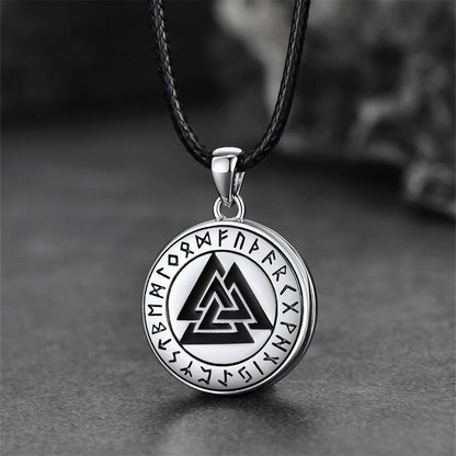 Personalized Viking Valknut Photo Locket Pendant with Leather Necklace