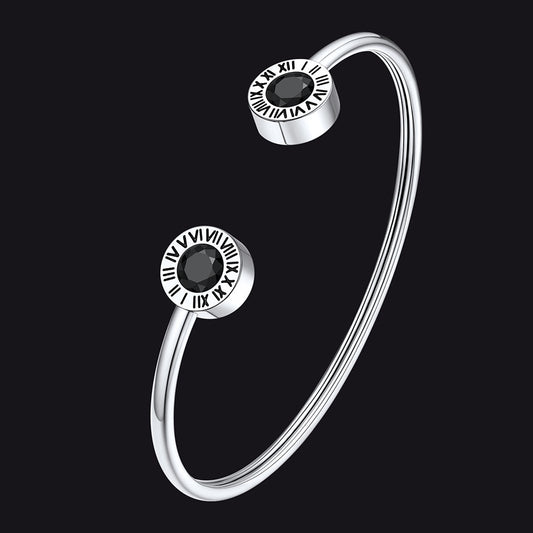 Roman Numerals Birthstone Bracelets for Men Women