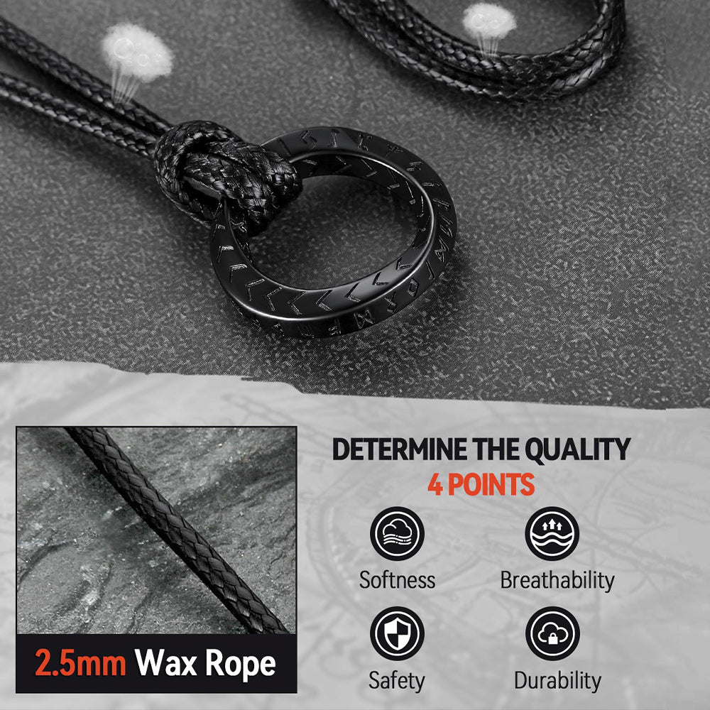 Viking Mobius Circle Leather Necklace Adjustable Leather Chain for Men