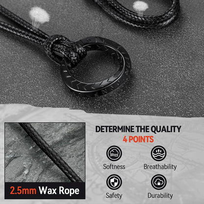 Viking Mobius Circle Leather Necklace Adjustable Leather Chain for Men
