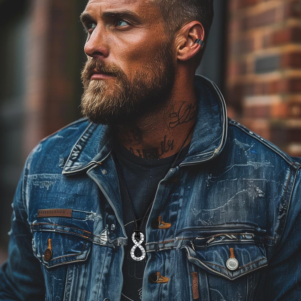 Viking Mobius Infinity Necklace Adjustable Leather Chain for Men