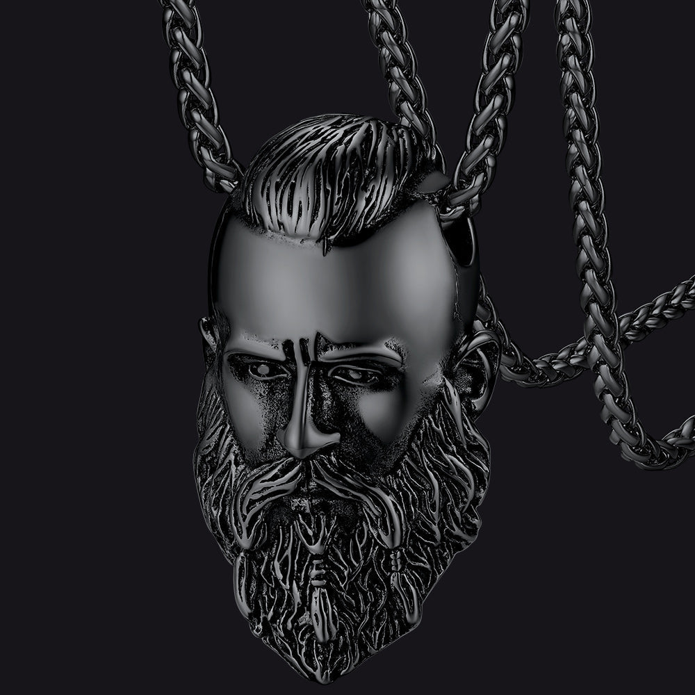 Nordic Viking Head Necklace Amulet Jewelry for Men Boys