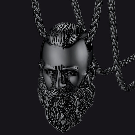 Nordic Viking Head Necklace Amulet Jewelry for Men Boys