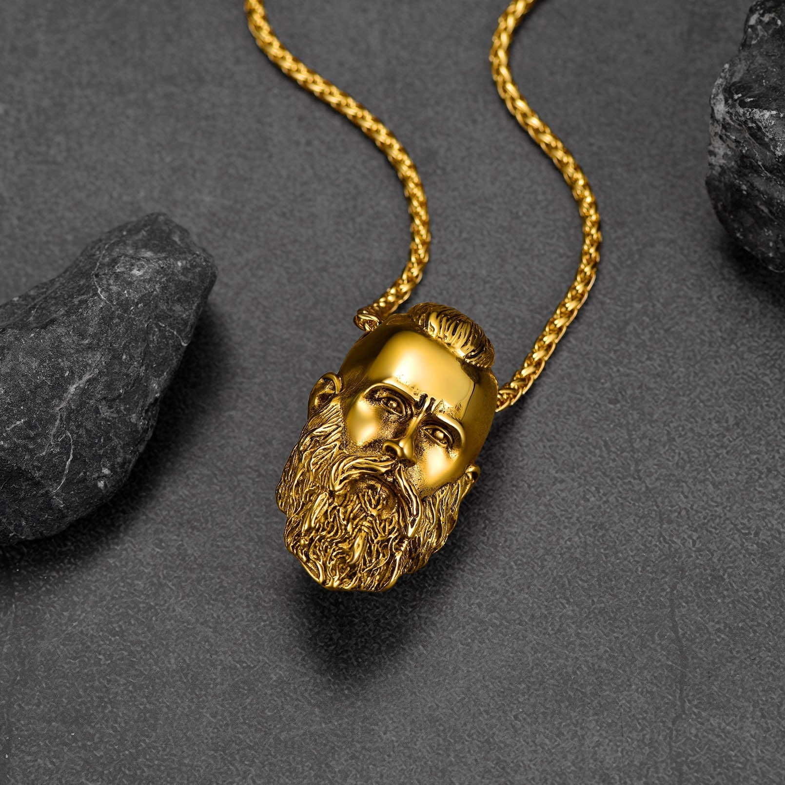 Nordic Viking Head Necklace Amulet Jewelry for Men Boys