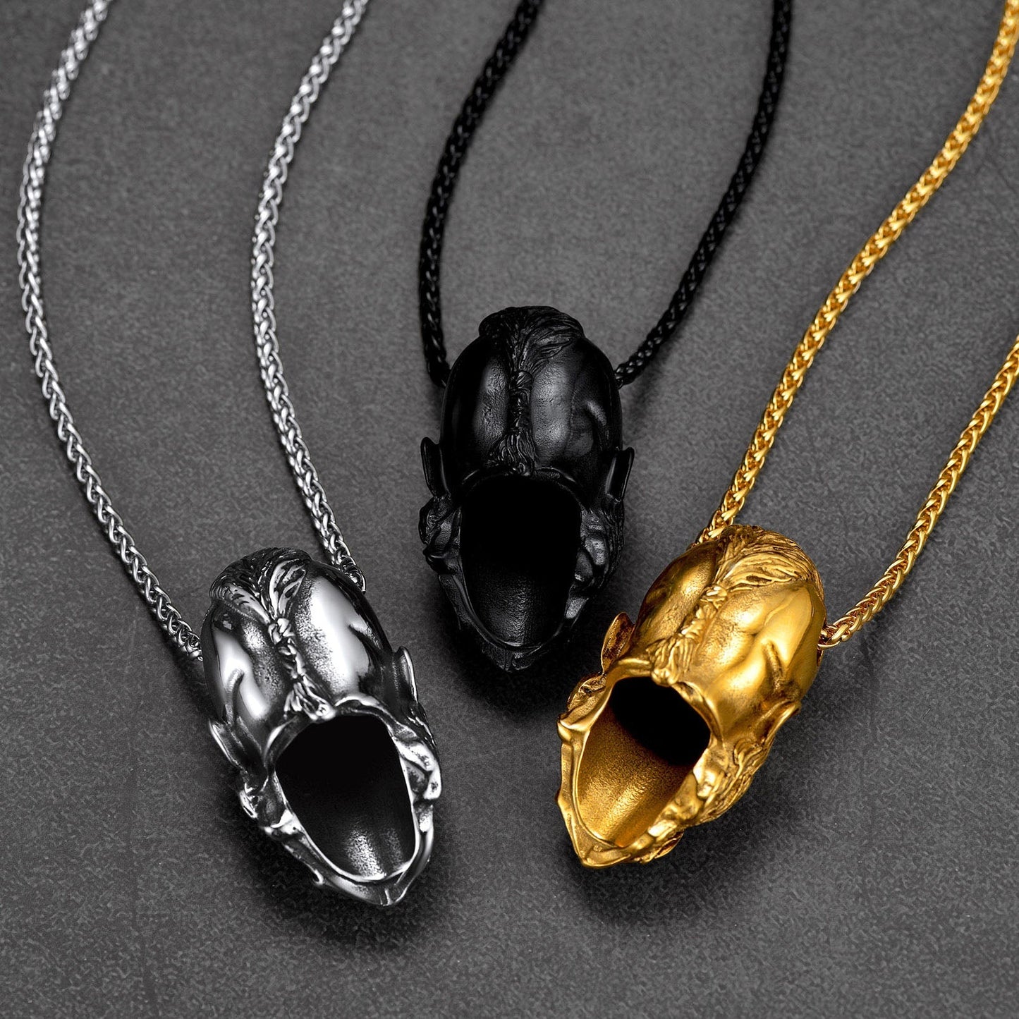 Nordic Viking Head Necklace Amulet Jewelry for Men Boys