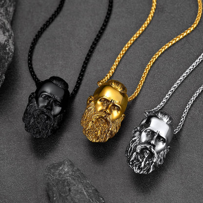Nordic Viking Head Necklace Amulet Jewelry for Men Boys