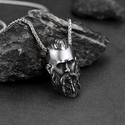 Nordic Viking Head Necklace Amulet Jewelry for Men Boys