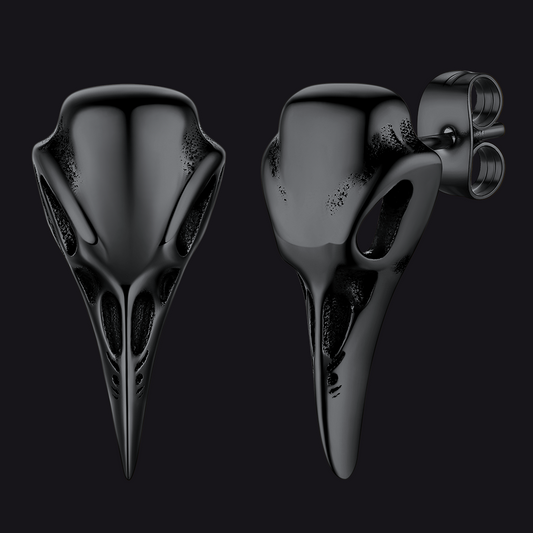 Gothic Raven Skull Stud Earring for Men