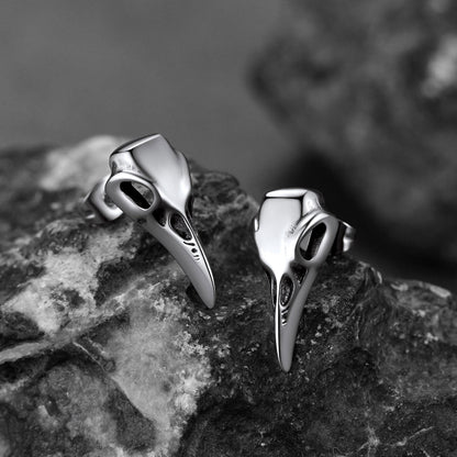 Gothic Raven Skull Stud Earring for Men
