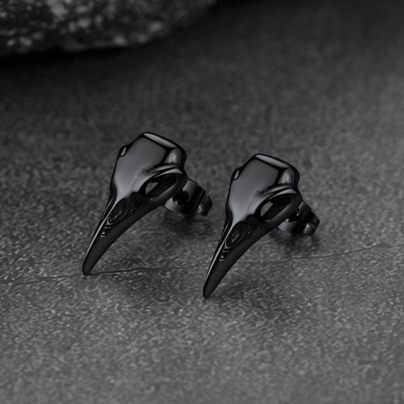 Gothic Raven Skull Stud Earring for Men