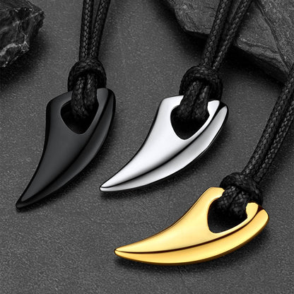 Norse Viking Wolf Tooth Spear Wax Leather Necklace for Men, Size 20"-26"