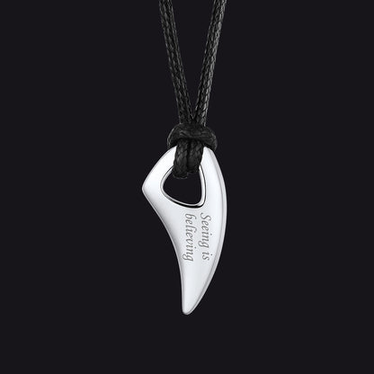 Norse Viking Wolf Tooth Spear Wax Leather Necklace for Men, Size 20"-26"