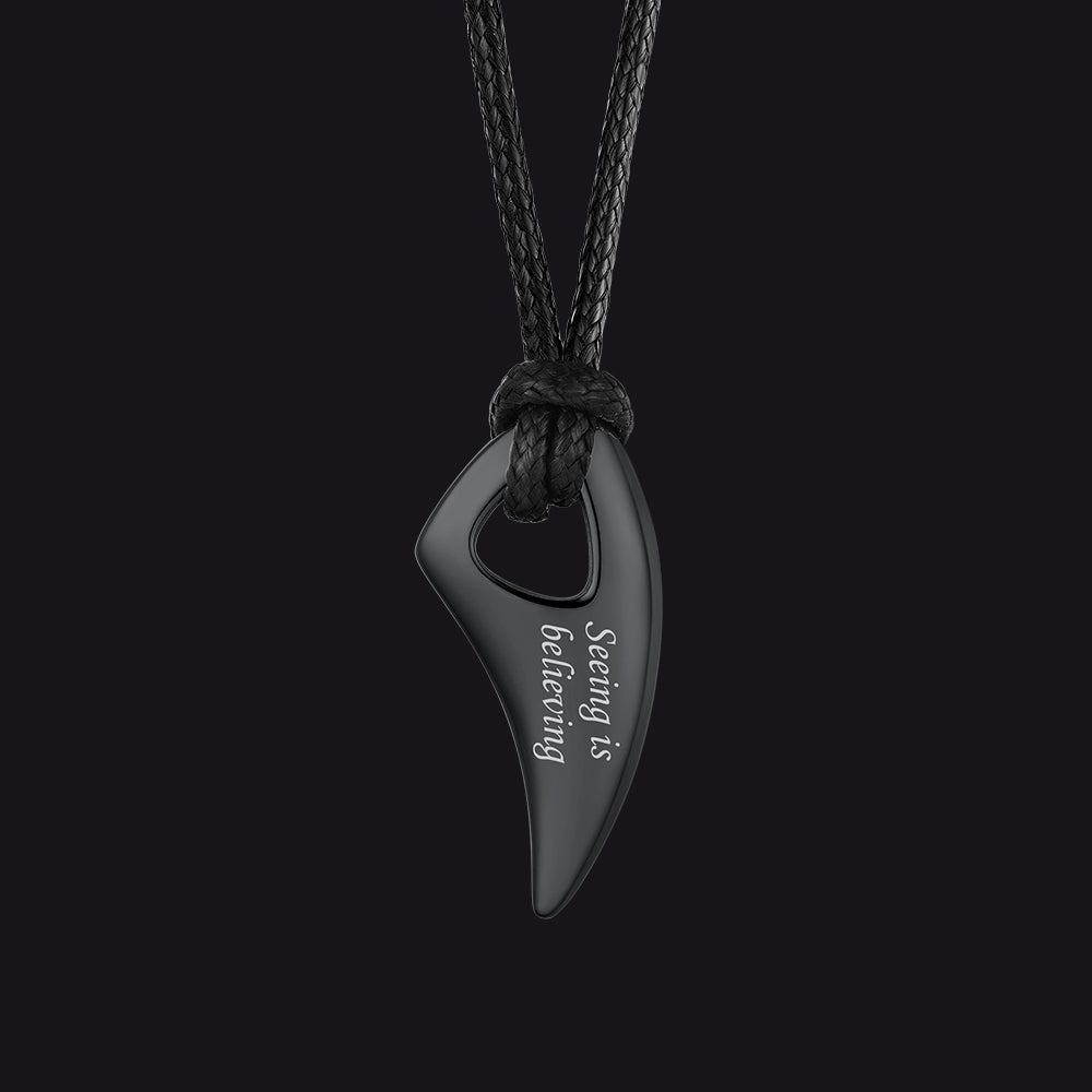 Norse Viking Wolf Tooth Spear Wax Leather Necklace for Men, Size 20"-26"