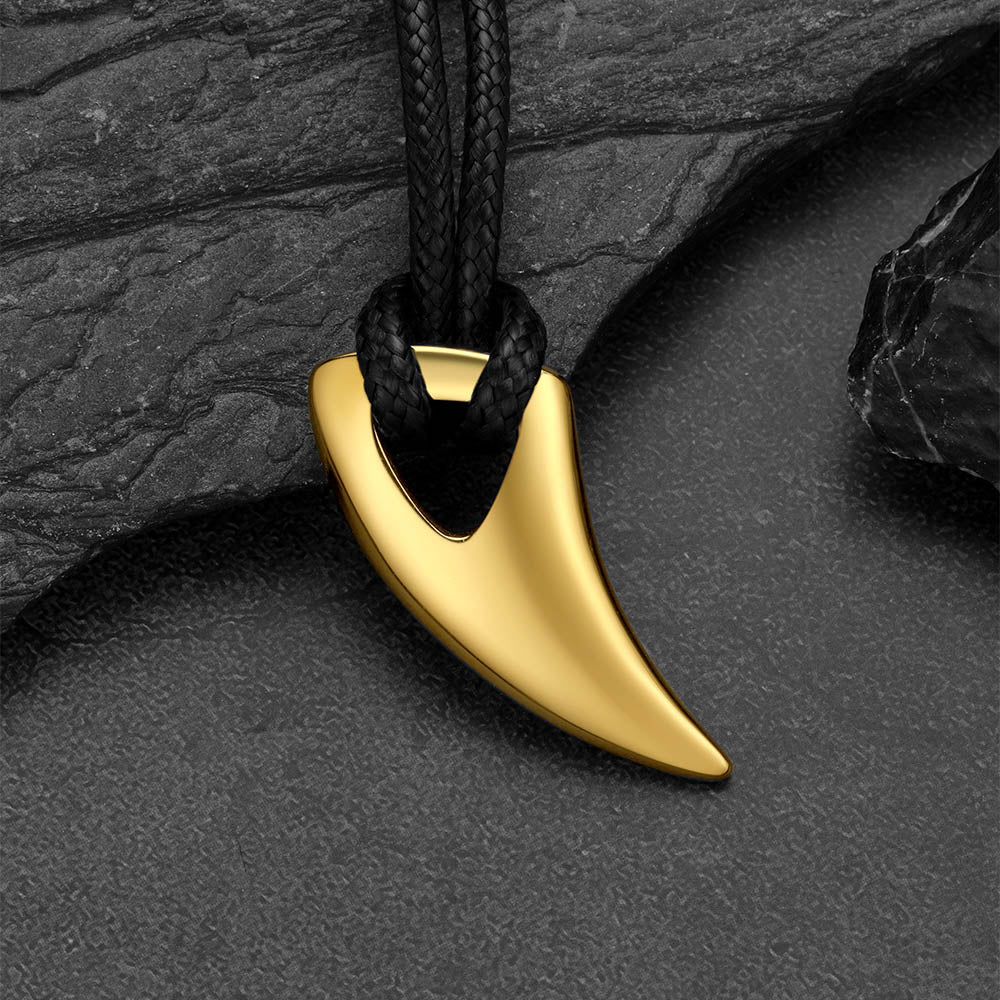 Norse Viking Wolf Tooth Spear Wax Leather Necklace for Men, Size 20"-26"