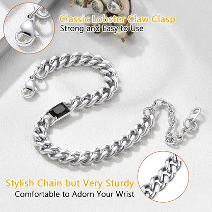 Cubic Zirconia Thick Chain Bracelet for Women Men