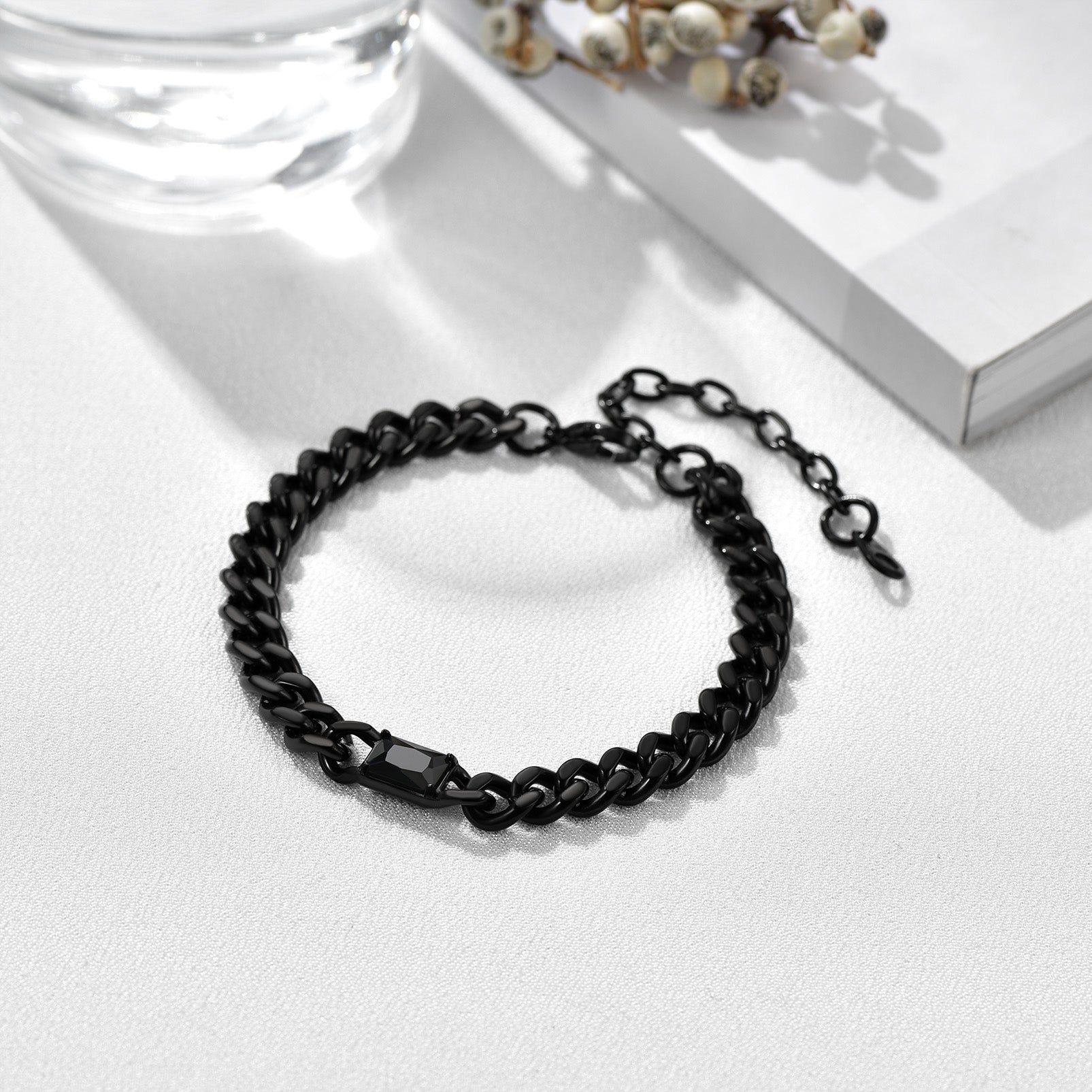 Cubic Zirconia Thick Chain Bracelet for Women Men
