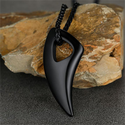 Norse Viking Wolf Tooth Spear Pendant Necklace for Men