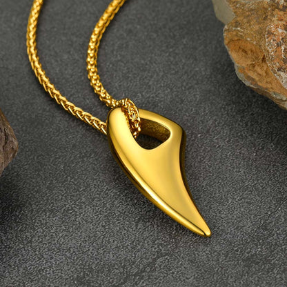 Norse Viking Wolf Tooth Spear Pendant Necklace for Men