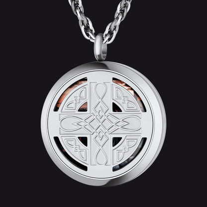 Custom Picture Celtic Knot Cross Locket Aromatherapy Essential Oil Necklaces for Men