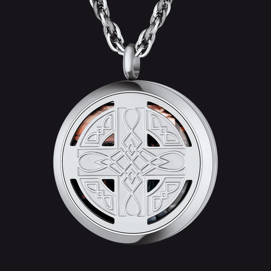 Custom Picture Celtic Knot Cross Locket Aromatherapy Essential Oil Necklaces for Men