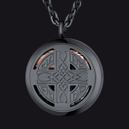 Custom Picture Celtic Knot Cross Locket Aromatherapy Essential Oil Necklaces for Men
