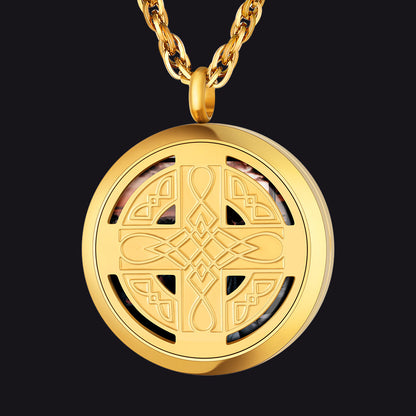 Custom Picture Celtic Knot Cross Locket Aromatherapy Essential Oil Necklaces for Men